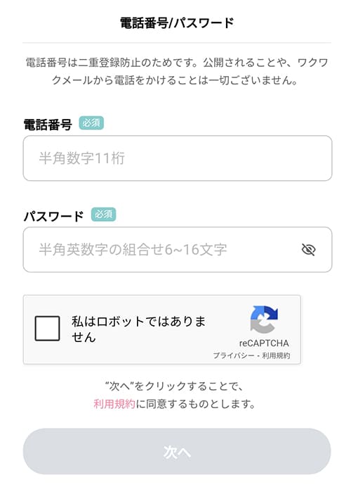 ワクワクメールの登録の流れ2